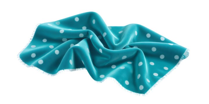 Turquoise Polka Dot Scarf with Transparent Background, Elegant Design Element