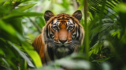 Obraz premium Tiger lying on a heavy branch. Animal in natural habitat.