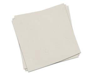Stack of Square White Papers .catalogs or magazines in a pile. Square format . Realistic blank square flyer for mockup . top view of two folded pieces of white tissue paper or napkin in stack 