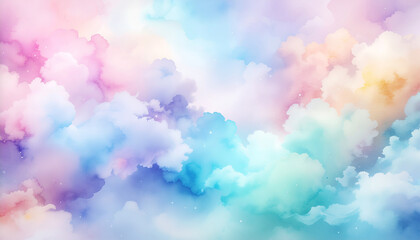 Soft Pastel Clouds, Abstract Sky, Dreamy Atmosphere, Digital Art, Whimsical Viewpoint