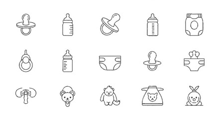 set of vector icons of nails and accessories