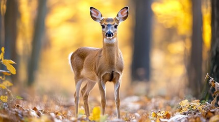 Young deer in autumn forest