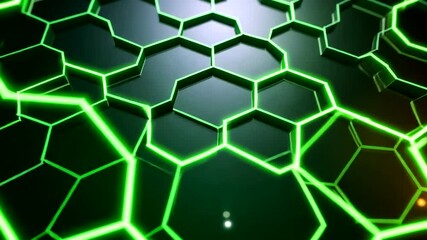 Futuristic green hexagon pattern, digital background for technological innovation visuals - Powered by Adobe