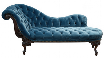 Elegant Teal Velvet Chaise Lounge Luxurious Comfort and Vintage Style