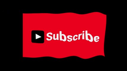 Wavy flag animation red youtube subscribe button waves dynamically.