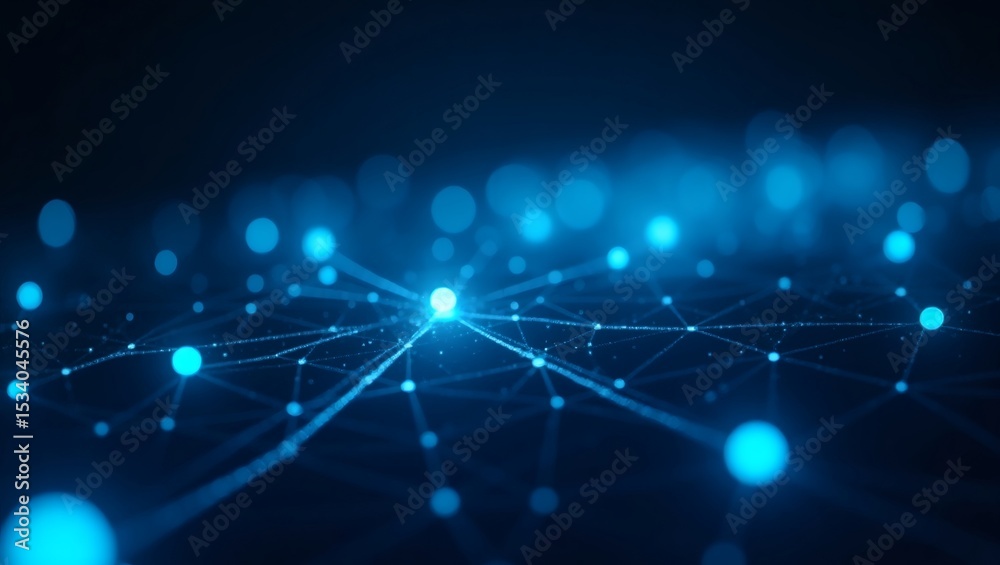 Aufkleber Digital network connection of bright dots with a connection