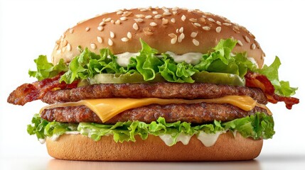 Double Cheeseburger with Bacon, Lettuce, and Pickles