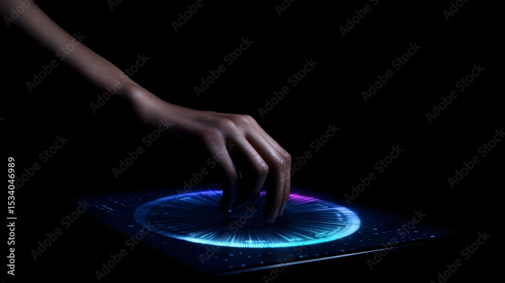Canvas Prints floating transaction wheel interface rotating above touchscreen