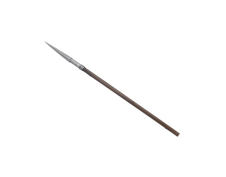 Antique spear with a sharp metal point and a dark wooden shaft