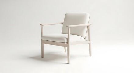Isolated Modern Chair with Light Frame and Upholstery on White