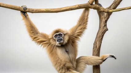 Naklejka premium Gibbon on studio background