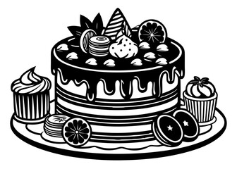 banana Chocolate chip muffins in paper cases , sketch vector illustration