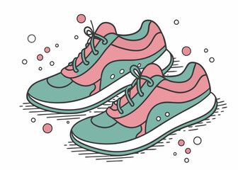 shoes sneaker outline drawing vector, shoes sneaker in a sketch style, Creative vector cartoon illustration