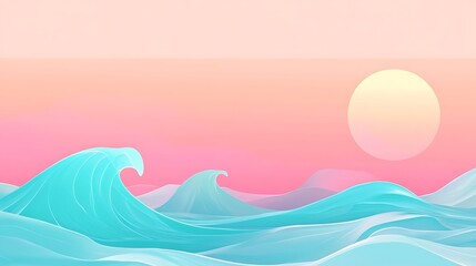 Pastel waves and a soft sunset.