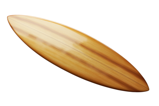 Surfboard designed for ocean sports, featuring a smooth wooden finish and an elongated shape for optimum performance in various water conditions, perfect for adventure seekers and enthusiasts