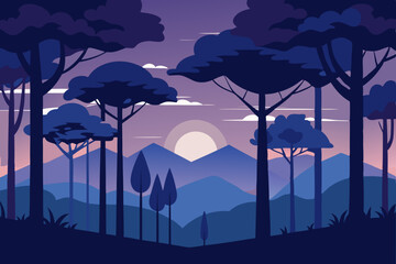 night landscape with trees