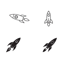 Rocket Ship Icons A Set of Four Simple Launch Vector Illustrations
