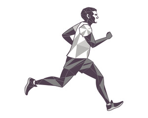 Low Poly Vector of Male Runner | Geometric Polygon Jogging Illustration