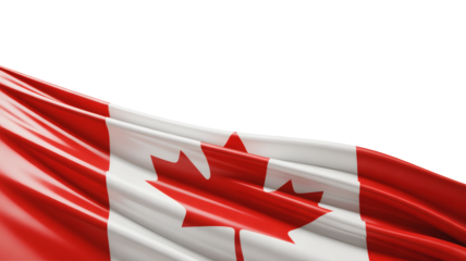 A patriotic advertisement featuring a beautifully waving Canadian flag, ideal for promoting products with national pride and identity.