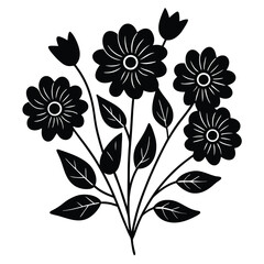 Elegant Black and White Flower Bouquet Illustration Simple Floral Design