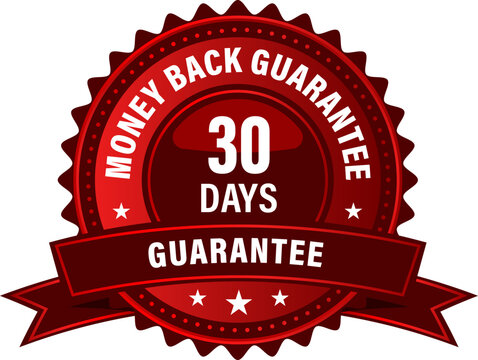 30 days money back guarantee red colored badge, best guarantee label