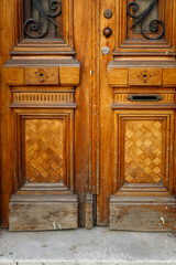 old wooden door in old town