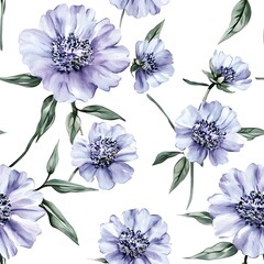 Delicate, light purple flowers in a seamless pattern.