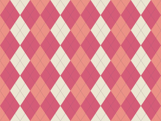 Elegant argyle pattern in soft pink and peach hues.  A timeless geometric design perfect for backgrounds, textiles, and branding.  Subtle texture adds visual interest.