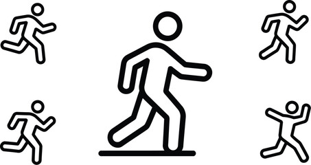 Naklejka premium A group of simple black and white running figure icons displayed on a light gray background image