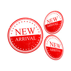 set grunge rubber stamp with the new arrival text