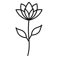 Elegant Line Art Flower Illustration Simple Floral Design, Minimalist Botanical Artwork