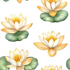 Delicate lotus flowers in a repeating pattern.
