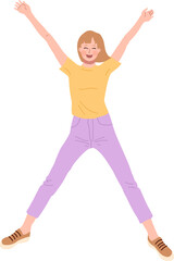 Young Happy Woman Jumping With Joy