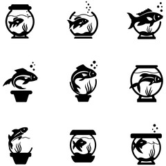 A vector set of aquarium fish silhouettes for craft projects