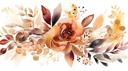 Autumnal watercolor floral arrangement
