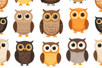 Fototapeta premium Charming collection of whimsical owl designs perfect for enhancing your craft projects in a playful way