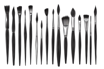 Collection of artist tools featuring a variety of painting brushes ideal for sketching and detailed artwork in a creative workspace environment