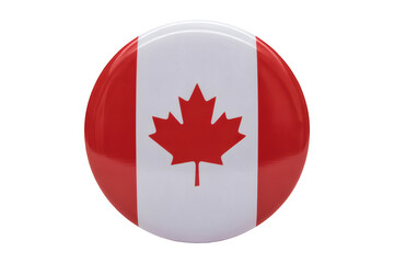 Round Flag Badge with Maple Leaf Design Representing National Pride