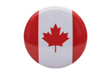 Round Flag Badge with Maple Leaf Design Representing National Pride