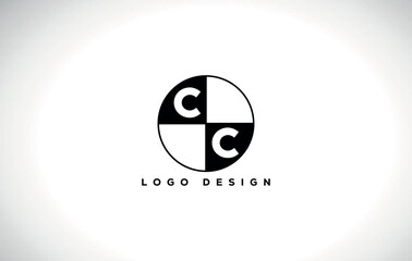 Modern black and white CC monogram logo in a circular quadrant design, ideal for minimalist branding, personal identity, fashion labels, or corporate business use