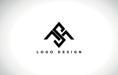 Obraz premium Modern MS letter monogram logo with geometric angular design in black on white background, ideal for corporate branding, startup identity, or tech business templates