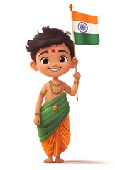 Adorable Indian Boy Proudly Holds National Flag