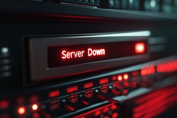 Server down display showing network failure status on a blade server