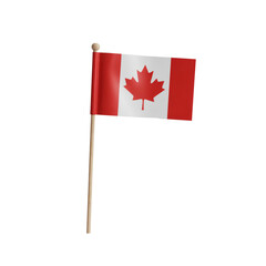 Miniature Canadian Flag on a Wooden Stick, Symbolizing National Identity and Patriotic Display