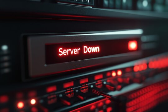 Server down display showing network failure status on a blade server