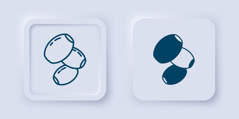 Filled and outline Olives icon isolated on grey background. Square button. Vector