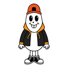 A spooky hip-hop Halloween ghost rocking a stylish cap and shades, floating with attitude, ready to drop beats and chills in the eerie night vibe.

