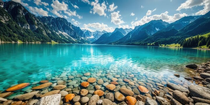 Caumasee Lake, Turquoise Waters, Swiss Alps