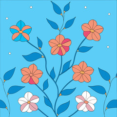seamless phlox floral pattern
