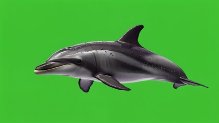 Dynamic dolphin swimming jumping animation with green screen background for easy editing. 